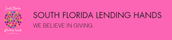 South Florida Lending Hands, (Fort Lauderdale, Florida), logo hands on pink background with black text