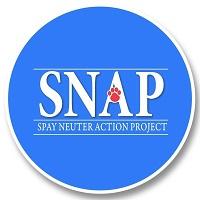 Spay-Neuter Action Project (Encinitas, California) | logo of text SNAP Spay Neuter Action Project, blue circle, red paw print