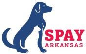 Spay Arkansas (Springdale, Arkansas) logo is a white cat in front of a blue dog next to the organization name