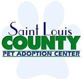 Saint Louis County Animal Care and Control (St. Louis, Missouri) logo has blue and green letters with a pawprint background