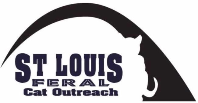 St Louis Feral Cat Outreach (St Louis, Missouri), logo outline of white cat in front of black arch with black text