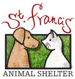 St. Francis Animal Shelter (Buffalo, Wyoming) logo is a drawing of a dog looking at a cat in front of a green background