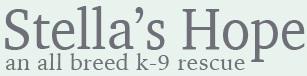 Stella's Hope (Costa Mesa, California) | logo of German Shephard, red heart, paw print, an all-breed k-9 rescue