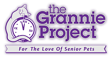 The Grannie Project (Southeastern Pennsylvania) | logo of cat with stopwatch, for the love of senior pets, The Grannie Project