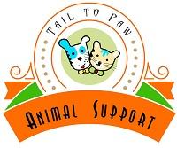 Tail To Paw Animal Support (East Haven, Connecticut) | logo of dog, cat, bow ties, circle, text tail to paw animal support