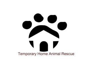Temporary Home Animal Rescue Inc., (Casper, Wyoming), logo white house inside black pawprint with black text