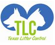 Texas Litter Control (Spring, Texas) logo is a dog profile and cat profile in blue circles with “TLC” in the middle
