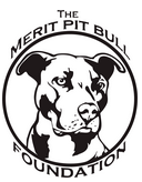 The Merit Pit Bull Foundation (Greensboro, North Carolina) logo is a black and white pit bull in a circle