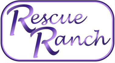 The Rescue Ranch (McRae Helena, Georgia) | logo of purple rectangle with Rescue Ranch text in script font inside