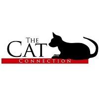 The Cat Connection (Waltham, Massachusetts) | logo of black cat lying down, red line, text the cat connection