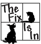 The Fix Is In (Lake Tomahawk, Wisconsin) | logo of black squares, window pane, black cat, black dog, The Fix is In