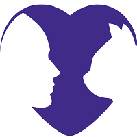 The Rescue House (Encinitas, California) | logo of purple heart, white cat, white head, rescue, foster, adoption