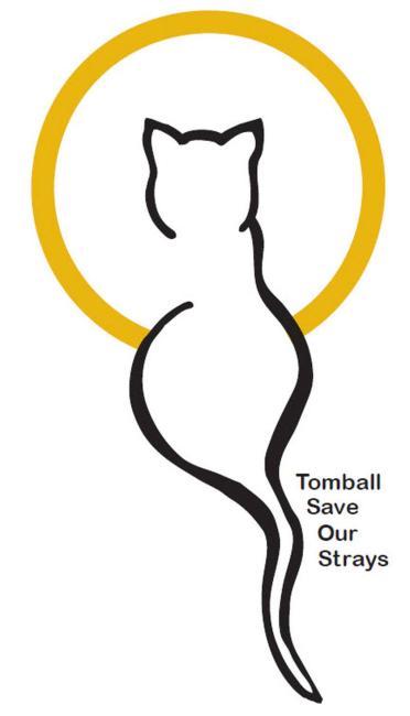 Tomball Save Our Strays (Hockley, Texas) logo outline of cat in circle