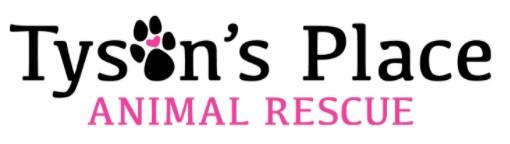 Tyson's Place Animal Rescue, (Jamestown, Michigan), logo black pawprint with small pink heart and black and pink text