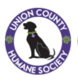 Union County Humane Society, (Maynardville, Tennessee), logo black dog in purple circle with white text