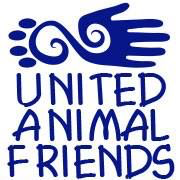United Animal Friends (Prescott, Arizona) | logo of blue hand, paw print, connected, text United Animal Friends