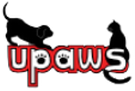 Upper Peninsula Animal Welfare Shelter (UPAWS) (Gwinn, Michigan) | logo of two black cats, upaws text, paw prints