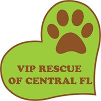 VIP Rescue of Central Florida (Maitland, Florida) logo is a green heart with a brown pawprint and the organization name inside