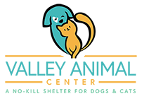 Valley Animal Center (Fresno, California) logo with cat and dog in the shape of a heart