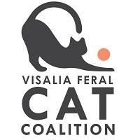 Visalia Feral Cat Coalition (Visalia, California) logo is a black cat with an orange ball above the organization name