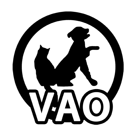 Voorhees Animal Orphanage, (Voorhees, New Jersey), logo black dog and black cat in black circle with white block letters