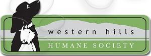 Western Hills Humane Society (Spearfish, South Dakota) | logo of black dog, white dog, grey hills, green background