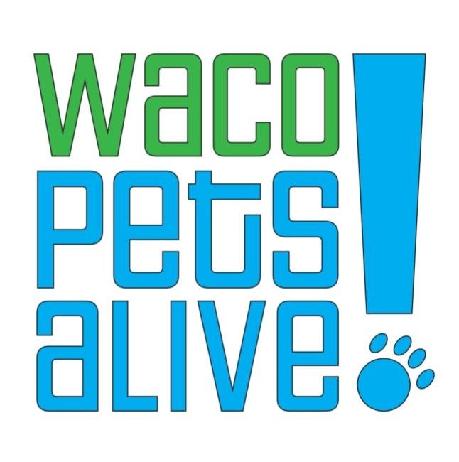 Waco Pets Alive! (Waco, Texas) logo blue and green text