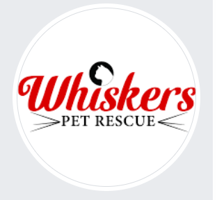 Whiskers Pet Rescue Inc, (Southbury, Connecticut) logo white cat face in black circle above red and black text