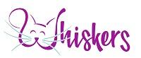 Whiskers (Holladay, Utah) | logo of purple text Whiskers, grey whiskers, cat face outline