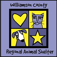 Williamson County Regional Animal Shelter (Georgetown, Texas) | logo of purple, yellow squares, cat, star, heart, dog