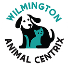 Wilmington Animal Centrix (Wilmington, North Carolina) logo is black dog and teal cat in center of org name in teal and black