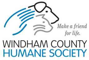 Windham County Humane Society (Brattleboro, Vermont) logo is profiles of a cat and dog with “Make a friend for life.” tagline
