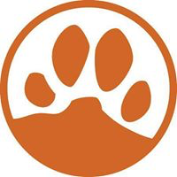 Yavapai Humane Society (Prescott, Arizona) | logo of orange paw print, mountain, blue circle, Yavapai Humane Society