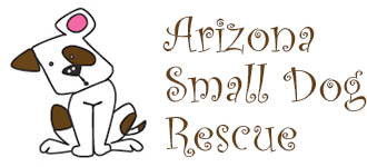 Arizona Small Dog Rescue (Phoenix, Arizona) logo with spotted brown and white dog