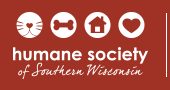 Humane Society of Southern Wisconsin (Janesville, WI) logo of cat whiskers, bone, house, heart and text