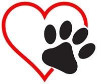 High Plateau Humane Society (Alturas, California) logo of black print on top of red outline of heart