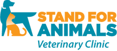Stand For Animals Veterinary Clinic (Charlotte, North Carolina) | logo of blue dog, orange cat, text Stand For Animals  