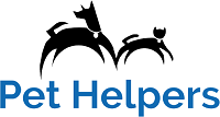 Pet Helpers (Charleston, South Carolina) logo is a black dog and cat that are stretching in an arched position