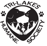 Tri-Lakes Humane Society, (Reeds Spring, Missouri), logo of dog, cat, hands, paw prints, Tri-Lakes Humane Society