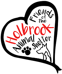 Friends of the Holbrook Animal Shelter (Holbrook, Arizona) logo of a heart with the name, a pawprint, and a dog and cat inside