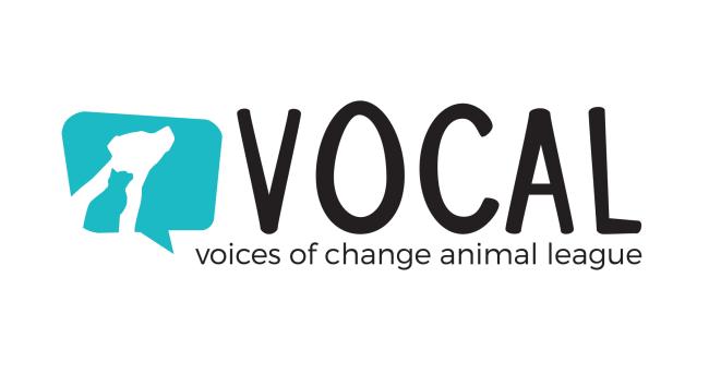 Voices of Change Animal League (Ocala, Florida) logo is “VOCAL” with a cat and dog in a speech bubble