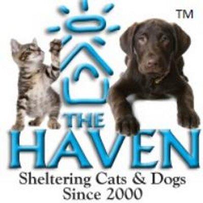 The Haven (Fairhope, Alabama) | logo of blue house, sun, The Haven No-Kill Animal Shelter, rescuing dogs and cats since 2000