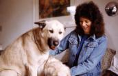 Best Friends co-founder Celeste Fripp with a shepherd dog