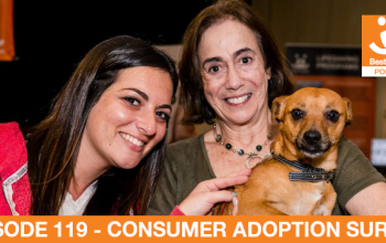 two women with an adopted dog