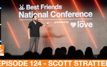 Scott Stratten speaking on stage at the 2022 Best Friends National Conference