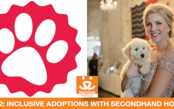 Picture of Rachel Mairose executive director of secondhand hounds and the logo for secondhand hounds