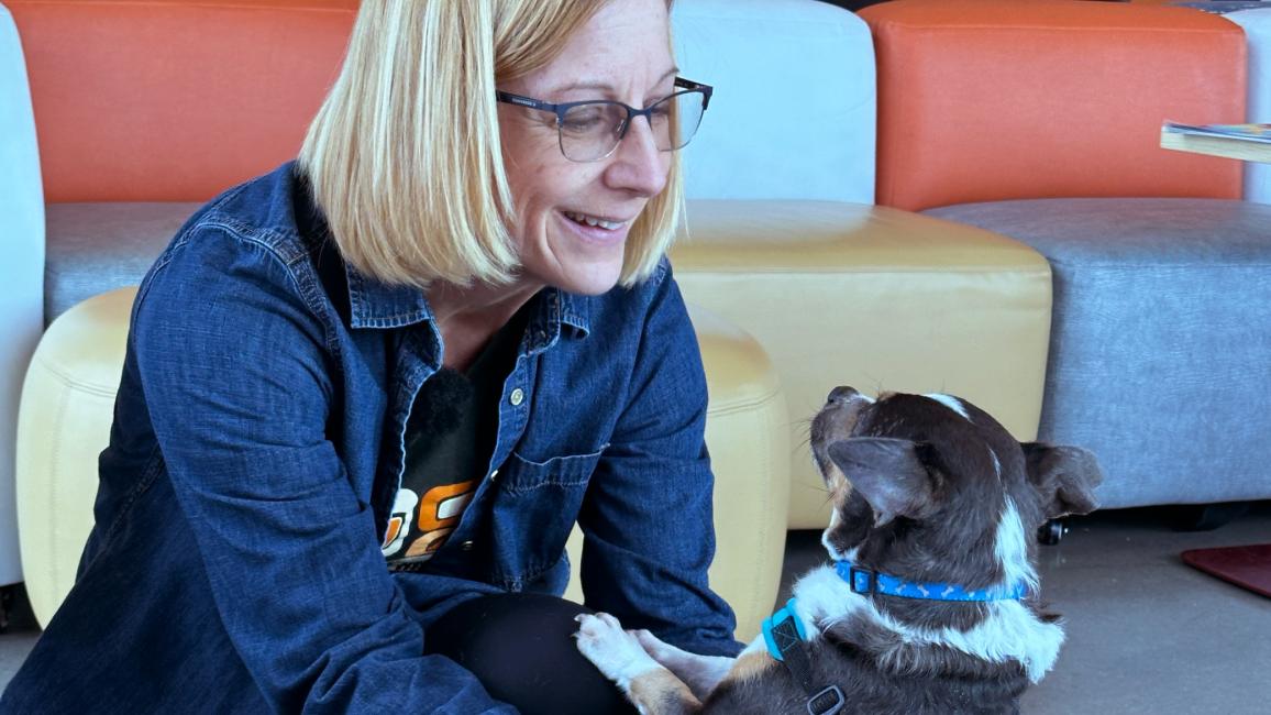 Michelle Hood with Benton the dog