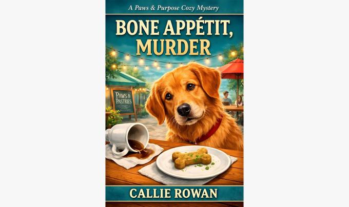 Cover of the book, 'Bone Appétit, Murder: A Dog Cozy Mystery With Café Clues, Poison, and Small-Town Secrets'
