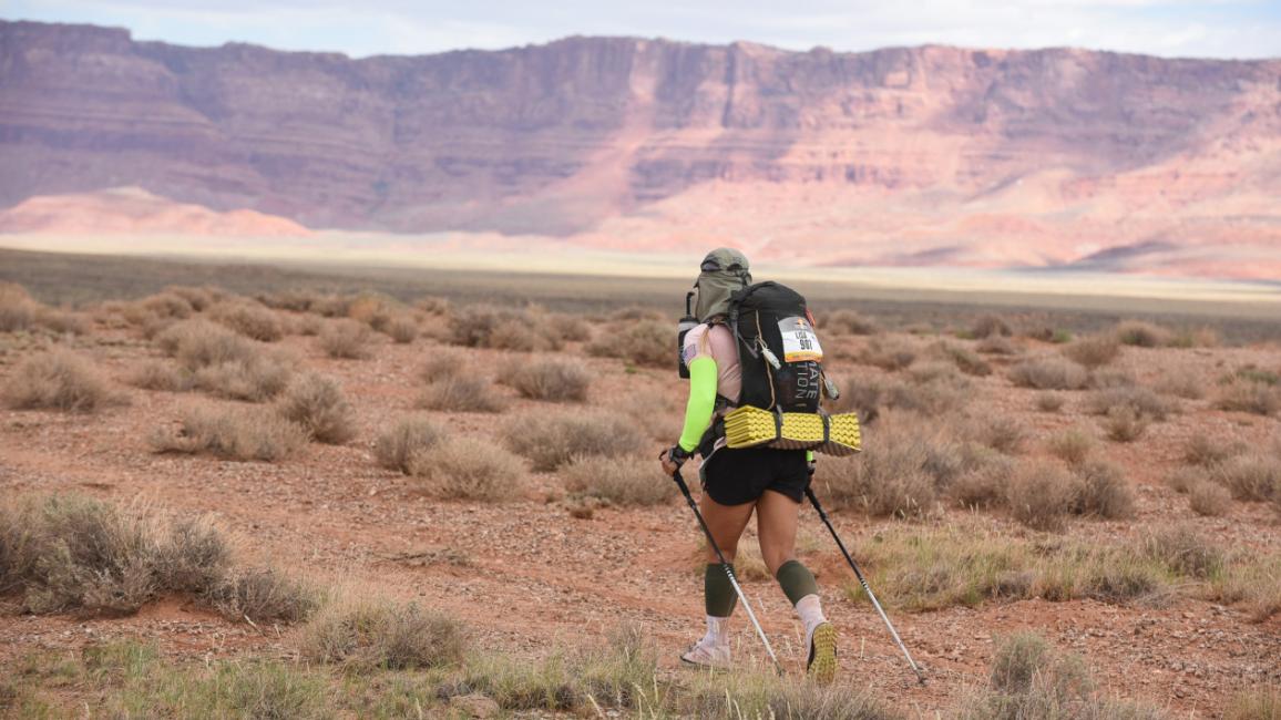 Person competing in a past Grand to Grand Ultra high desert foot race