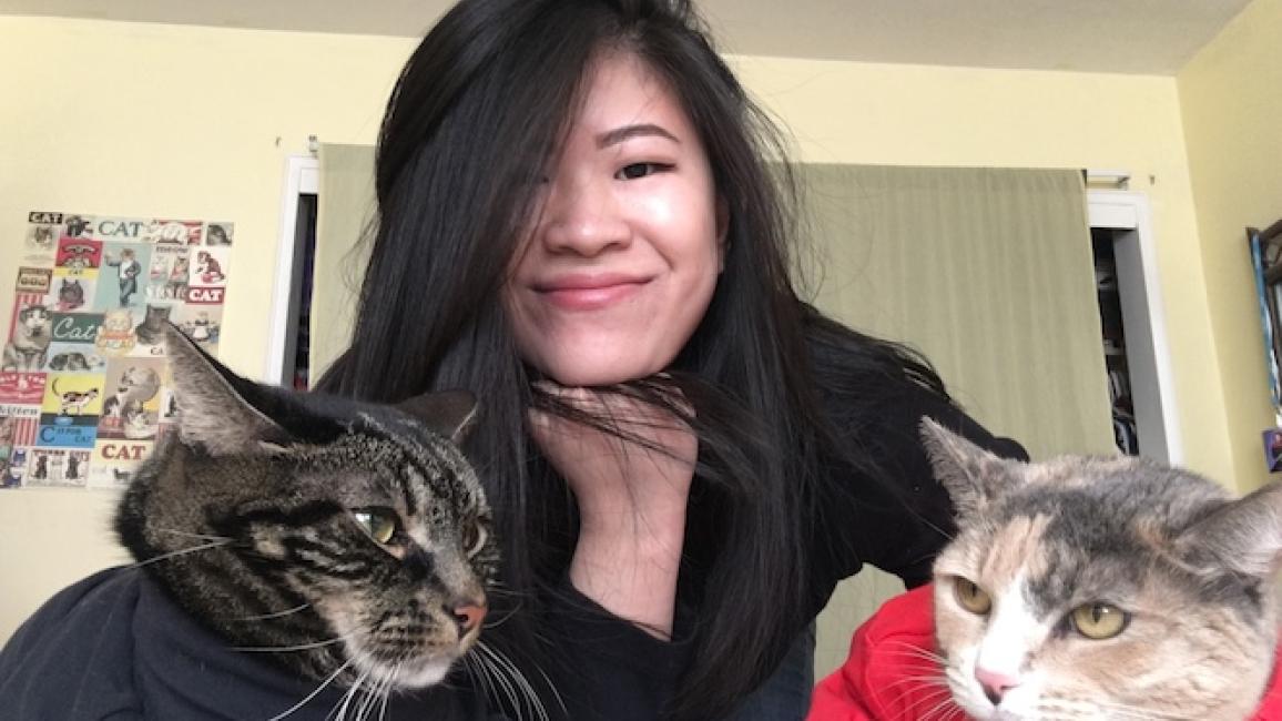 Volunteer Christina Liew and her cats!